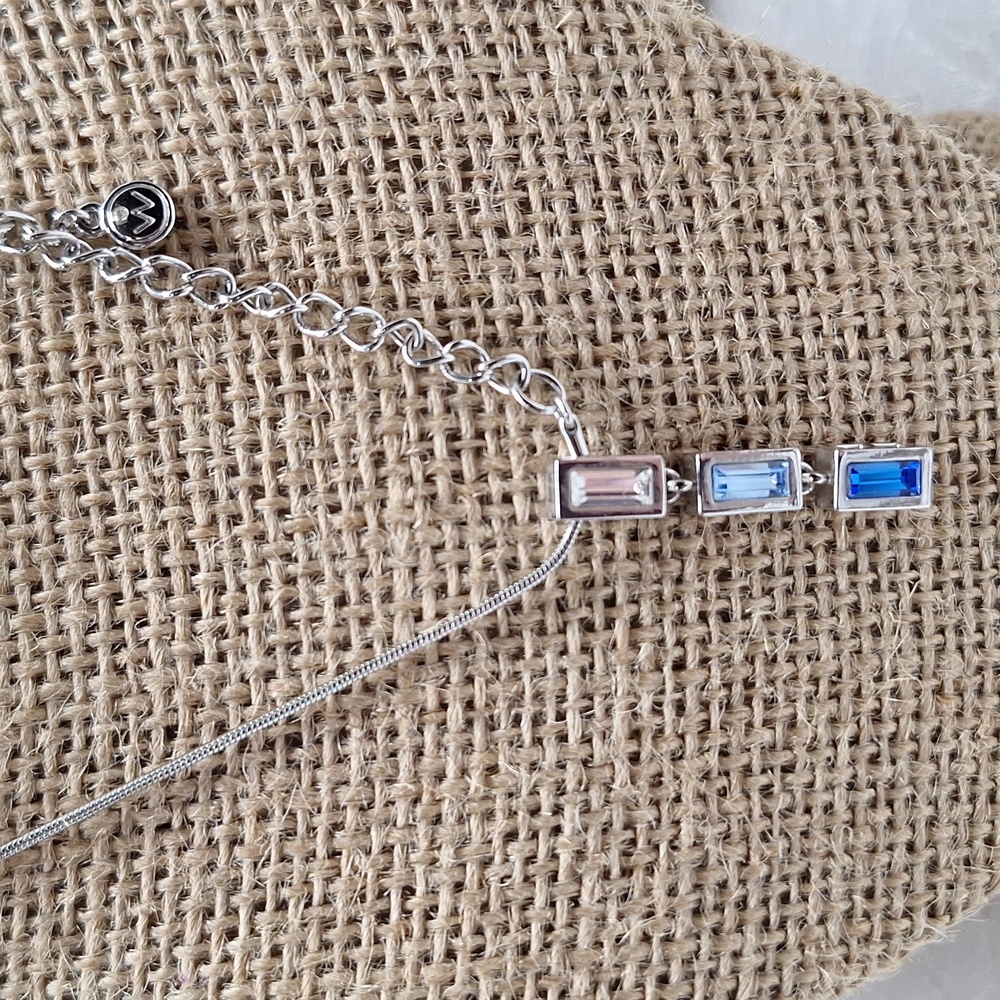 #366 Oliver Weber Elegant Silvertone Necklace with Blue Crystal Accents